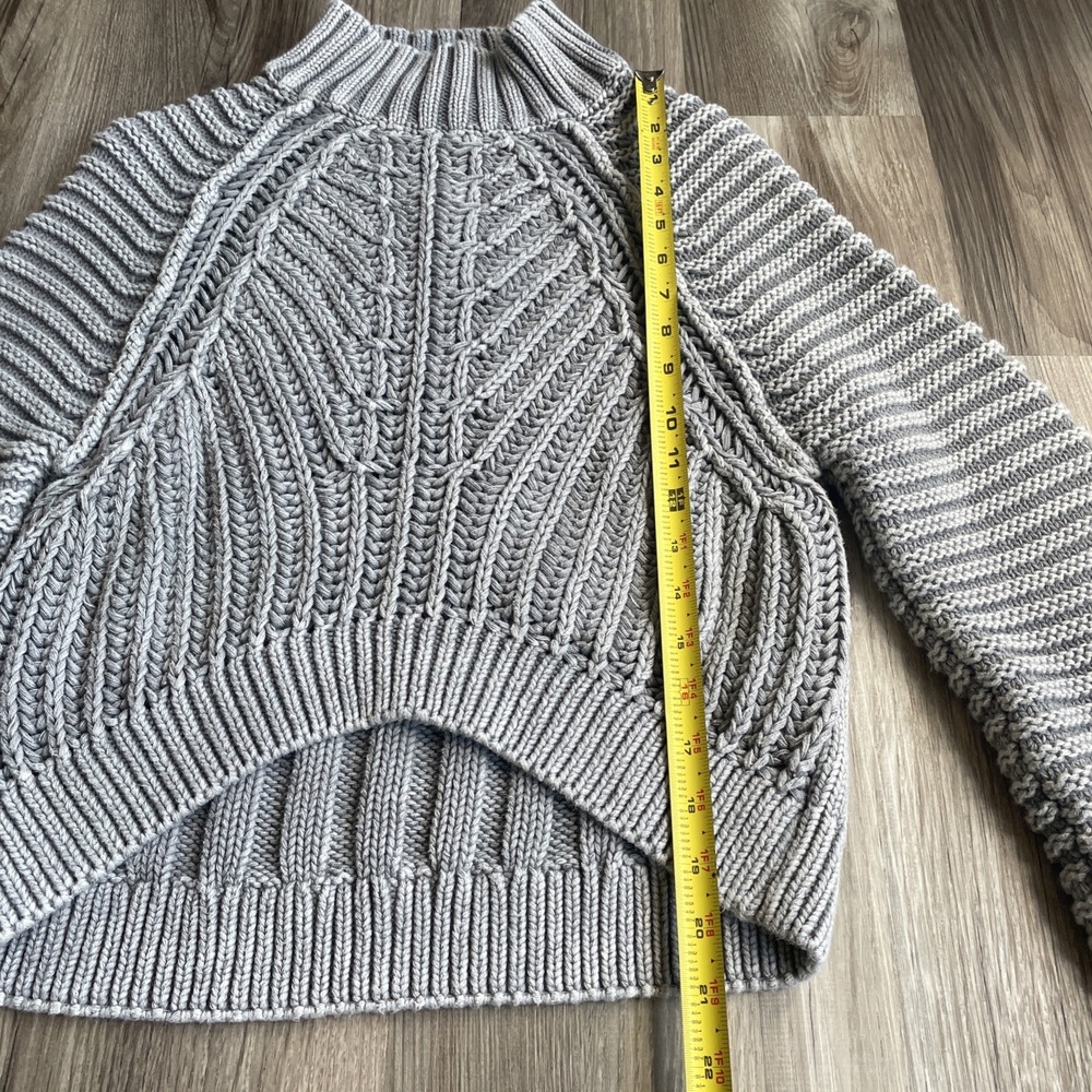 Free People Gray Chunky Sweetheart Sweater XS Boho Cropped Baggy Oversized - Picture 4 of 6